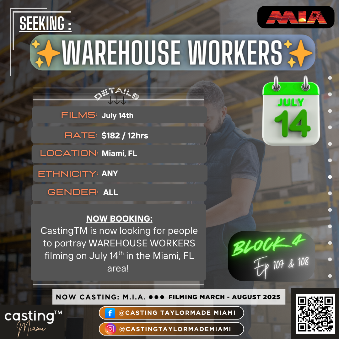 "M.I.A." // 7.14 WAREHOUSE WORKERS // AGES 18-65+ yrs // APPLICATION