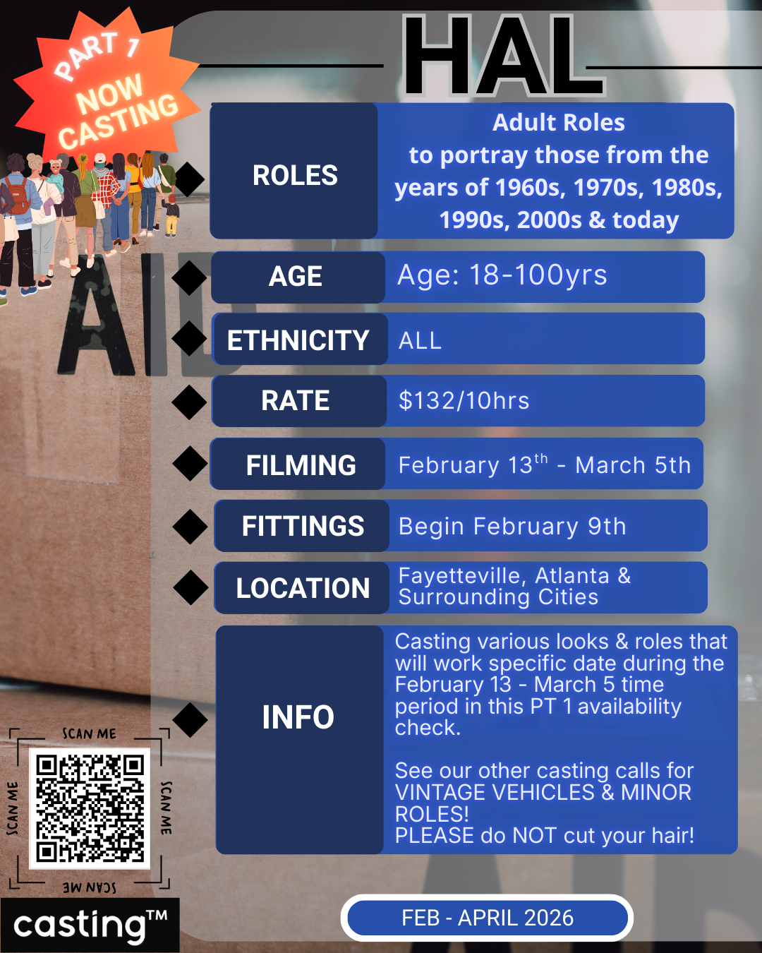 "HAL" FEATURE FILM //ADULTS (AGES 18-100)// FILMS // PART 1 // 2.13-3.5// SUBMISSION REQUEST