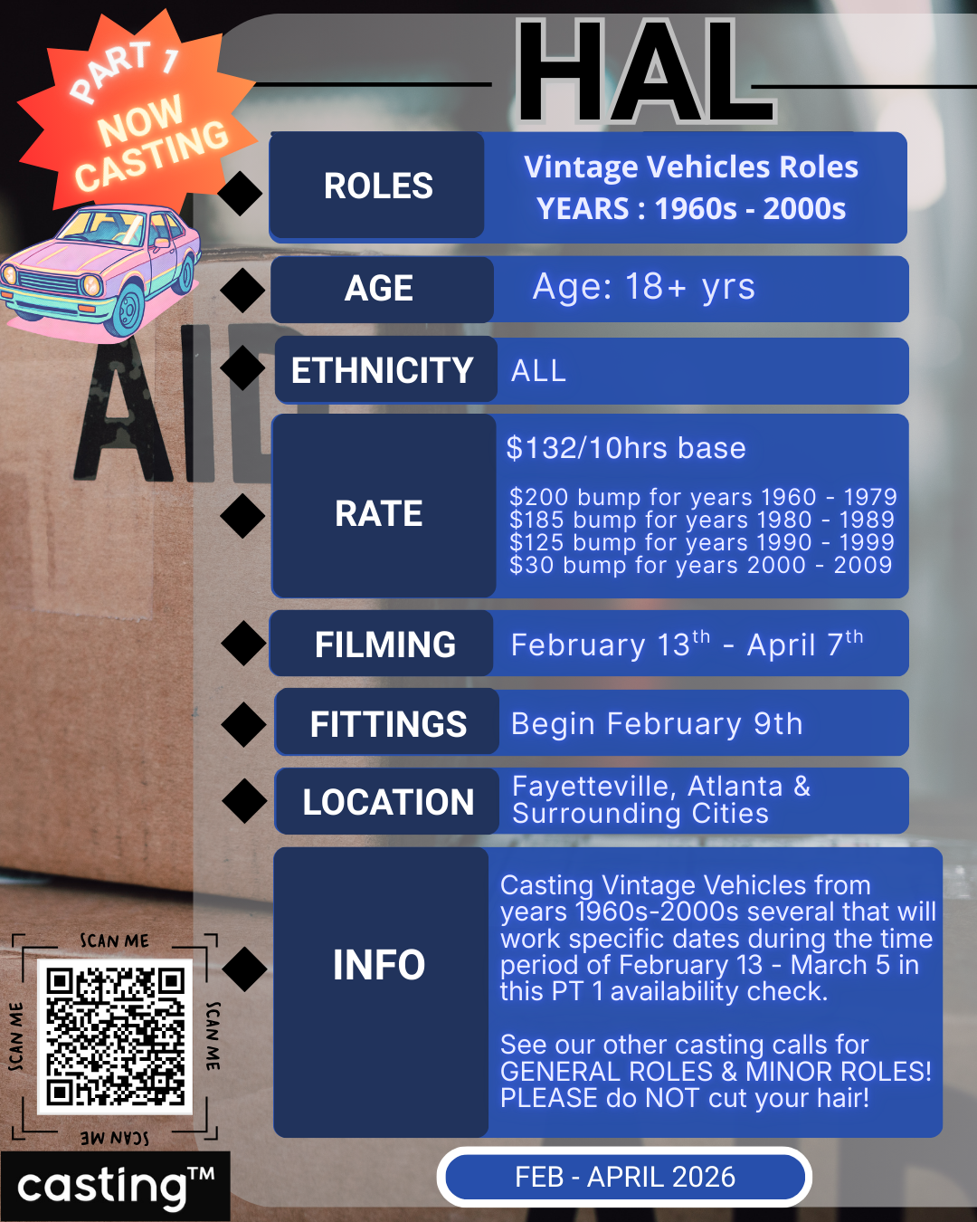 "HAL" FEATURE FILM // VINTAGE VEHICLES// FILMS // PART 1 // 2.13-3.5// SUBMISSION REQUEST