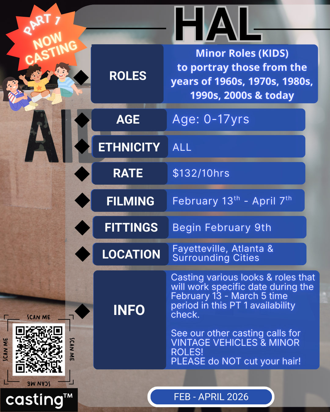 "HAL" FEATURE FILM // MINORS (AGES 0-17)// FILMS // PART 1 // 2.13-3.5// SUBMISSION REQUEST