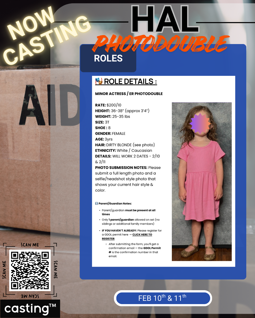 "HAL" // MINOR ACTRESS PHOTODOUBLE // FILMS 2.10(TUES) &amp; 2.11 (WED) // FEATURE FILM // SUBMISSION REQUEST