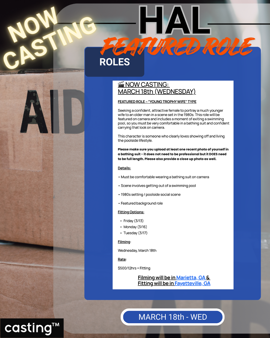 "HAL" 1980s VERY FEATURED BEAUTIFUL WIFE // AGES 21-35yrs // FILMS MARCH 18th