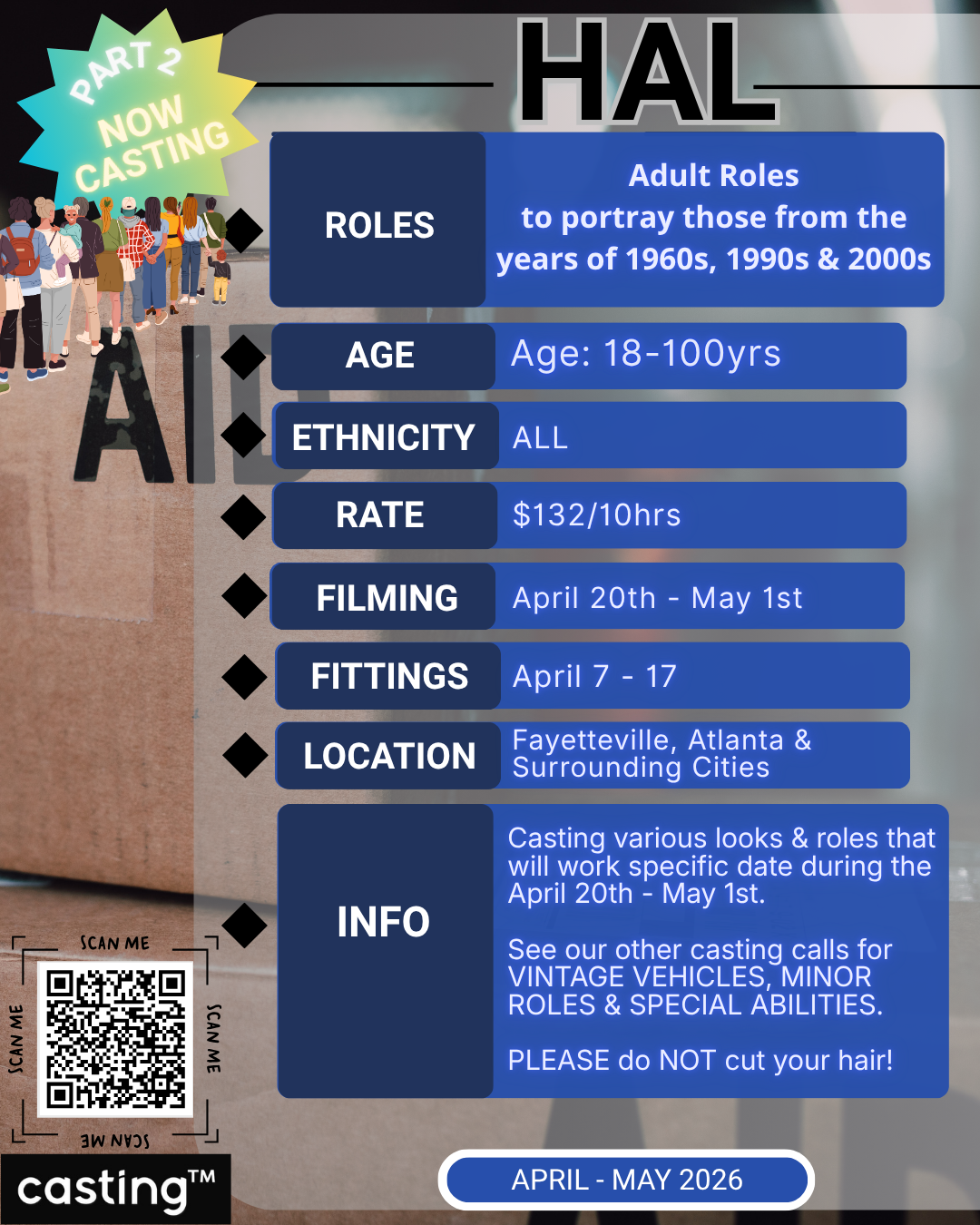 "HAL" PART 2 // AGES 18-100 // FILMING APRIL 20th - MAY 1st (MANDATORY FITTINGS REQUIRED)// SUBMISSION REQUEST