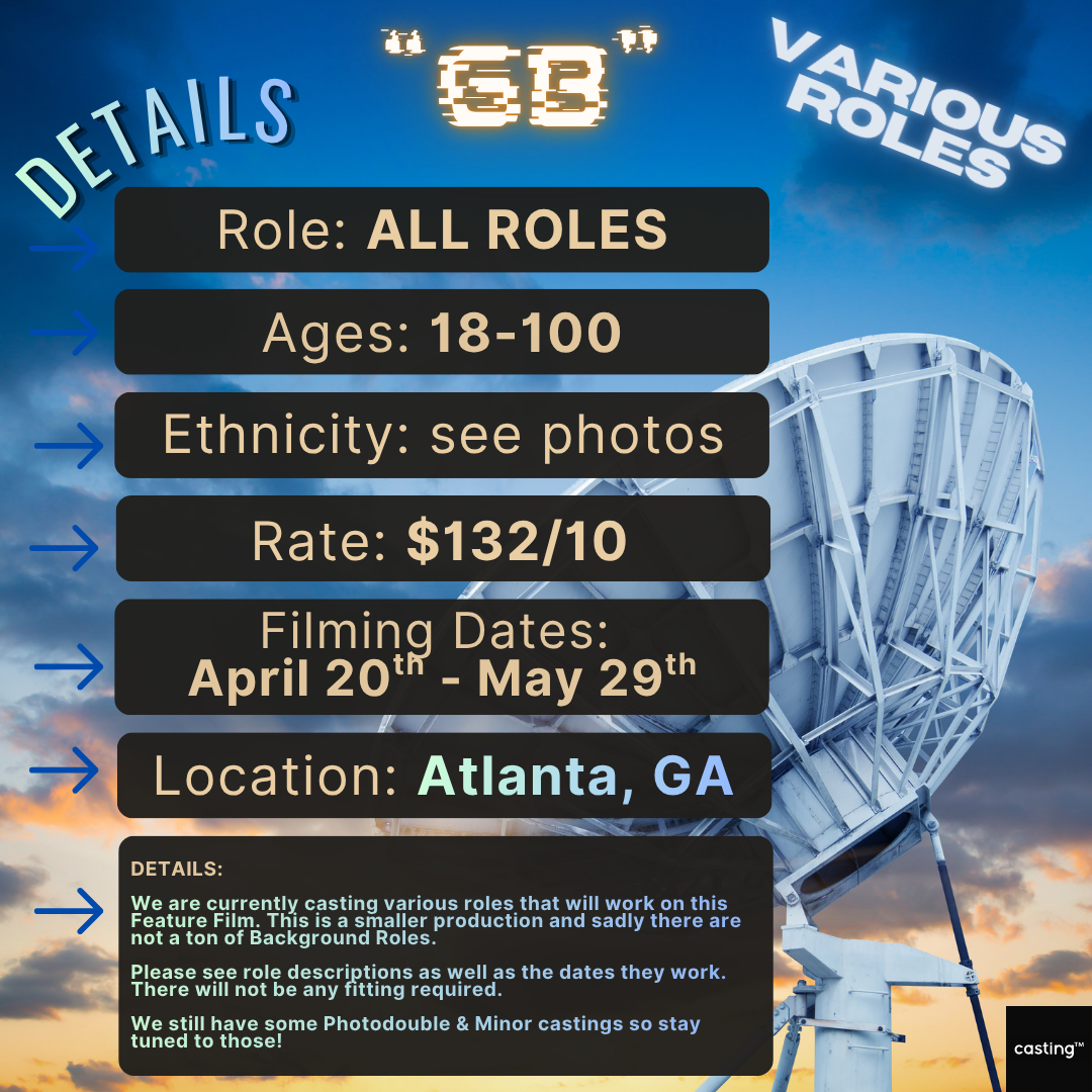 "GB" // VARIOUS ROLES CASTING CALL // SEE SPECIFIC DETAILS // FILMS 4.20 - 5.29