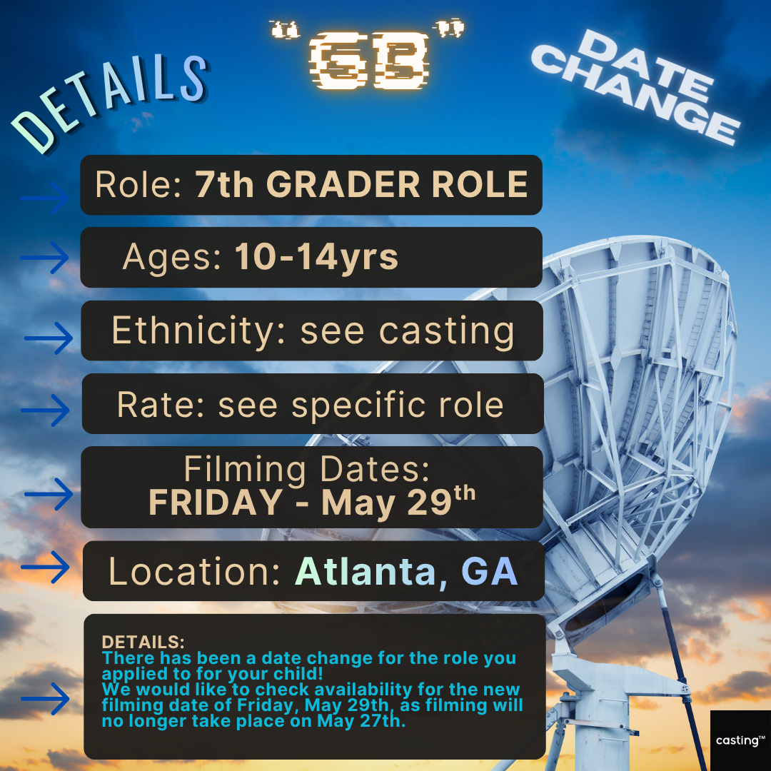 "GREEN BANK" // 7th GRADER ROLE // FRIDAY - MAY 29th // NEW DATE > CHECKING YOUR AVAILABILITY
