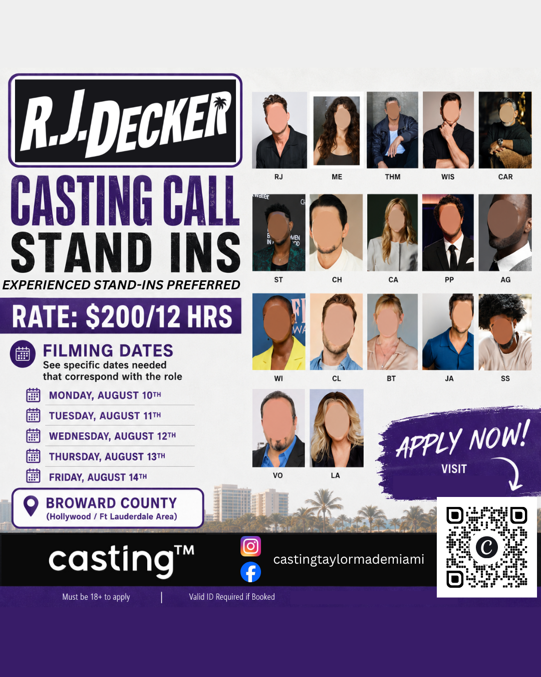 "RJ DECKER" in FL // STAND IN (EXPERIENCED) // SUB REQUEST