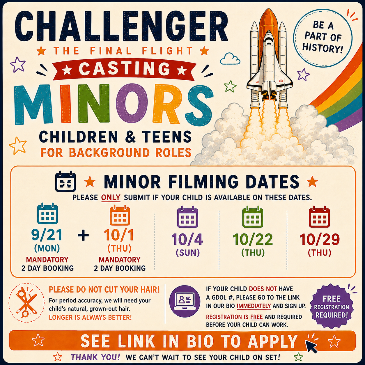 "CHLN” BLOCK 1 // AGES 0-17 (MINORS)// FILMING SEPT 21st - OCTOBER 29th // SUBMISSION REQUEST
