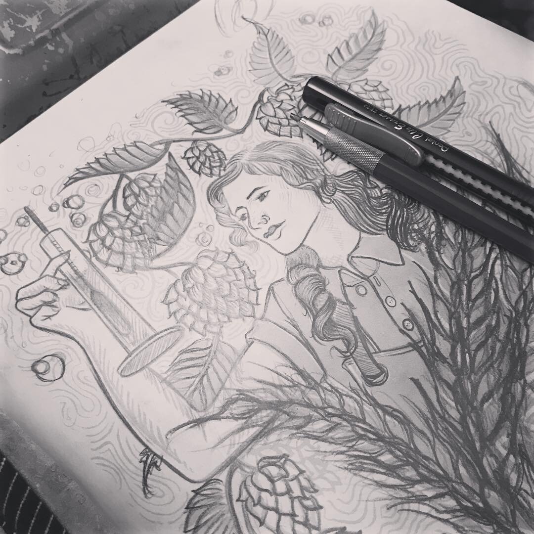Here is a sketch I&rsquo;m working on for Clandestine Brewing Company. This design is for a new sweater this season. It&rsquo;s inspired by a segment of the mural I painted with @itg3000 on the exterior of @clandestinebrewing. New zip-up hoodies avai