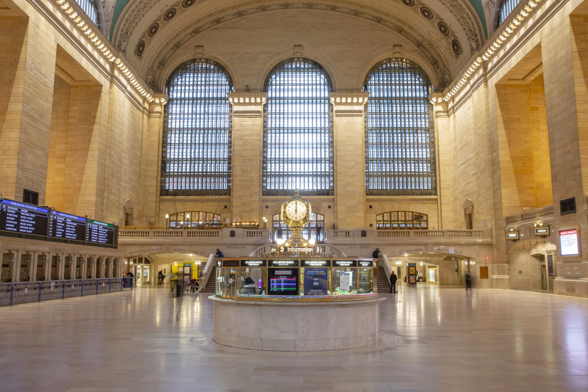  The Main Concourse in Grand Central Terminal is seen at the stroke of midday on a Wednesday during the outbreak of the coronavirus disease. New York’s most famous transport hub stood eerily silent as people obeyed stay at home orders.  