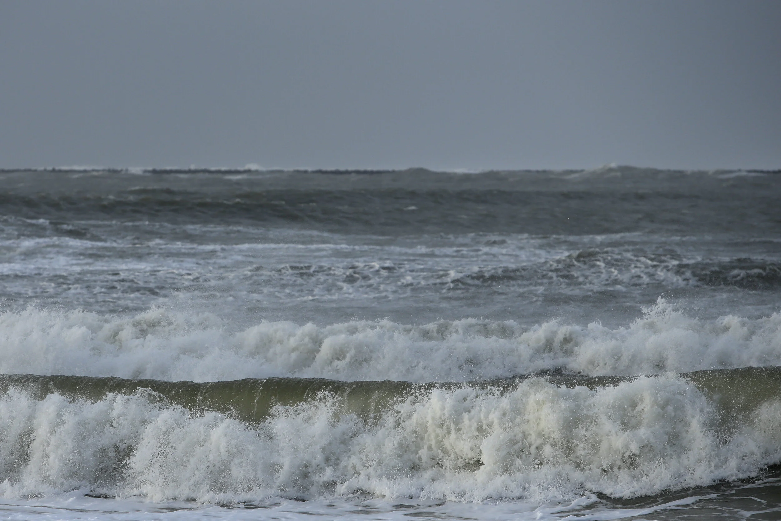  Waves of the North Sea crash on the shoreline of Thyborøn. The famously turbulent waters have been home to some of the most devastating naval battles in history including the Battle of Jutland in World War 1, where just under 10,000 lives were lost.