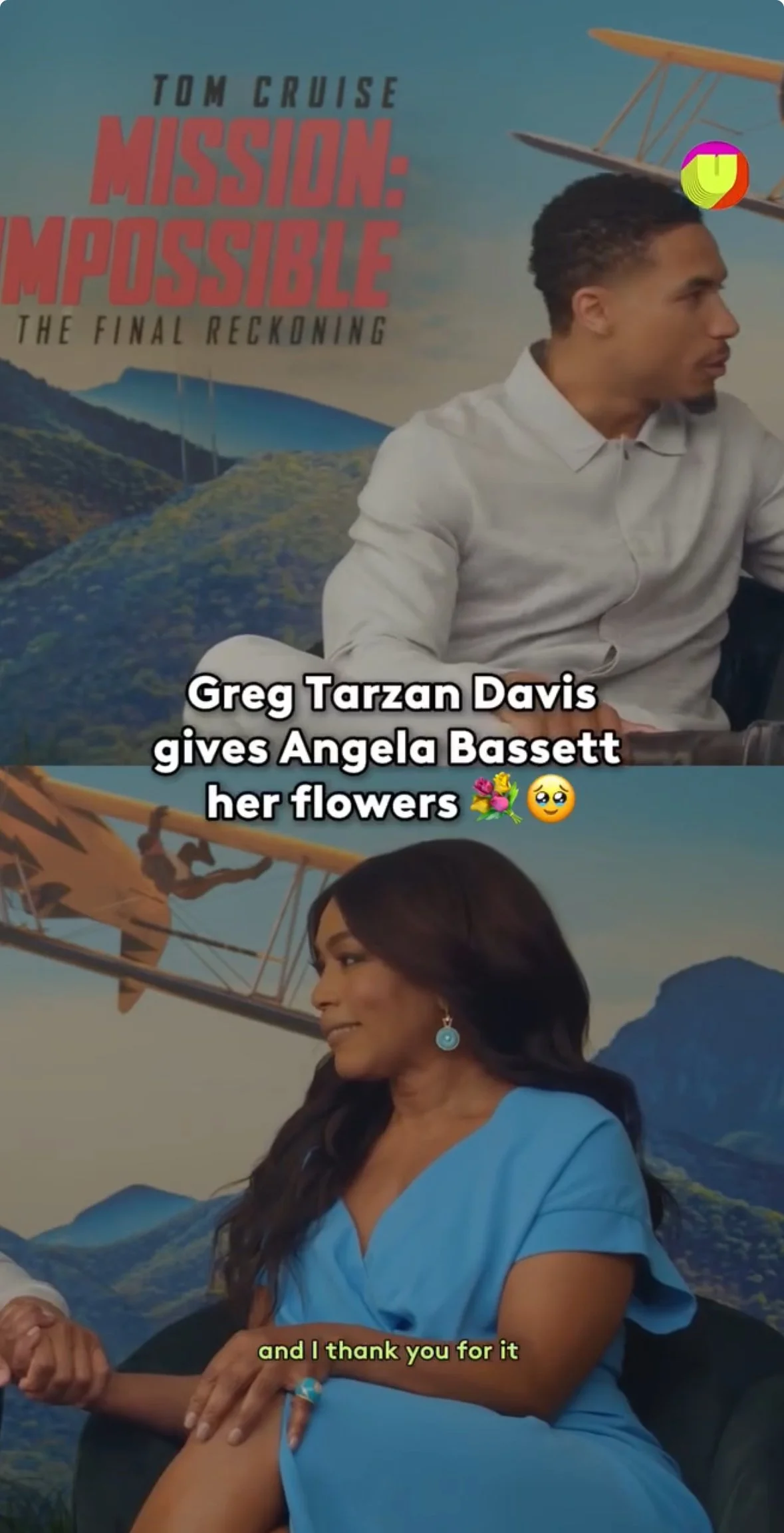 Greg Tarzan Gives Angela Bassett Her Flowers