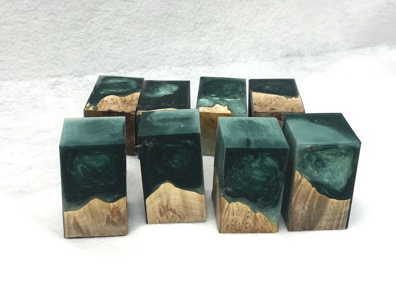 Hybrid Bottle Stopper Blanks Stabilized Maple Burl and Resin with