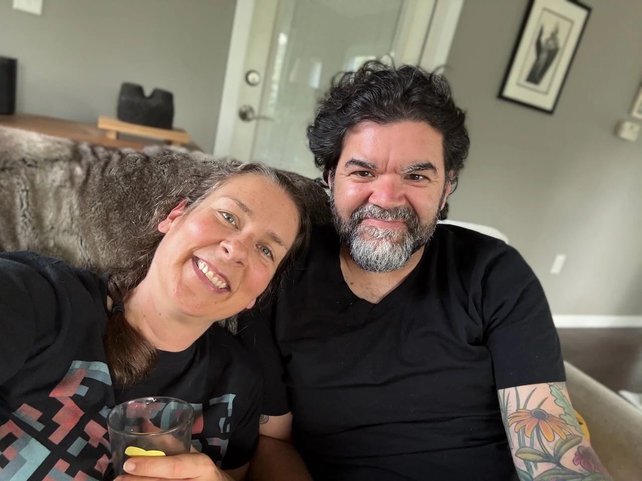 Laura Bergus and Nick Bergus pose for a selfie.