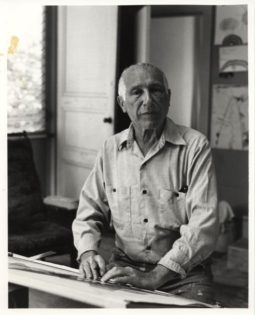 Jack Tworkov at his work table by Renate Ponsold, Provincetown 1981