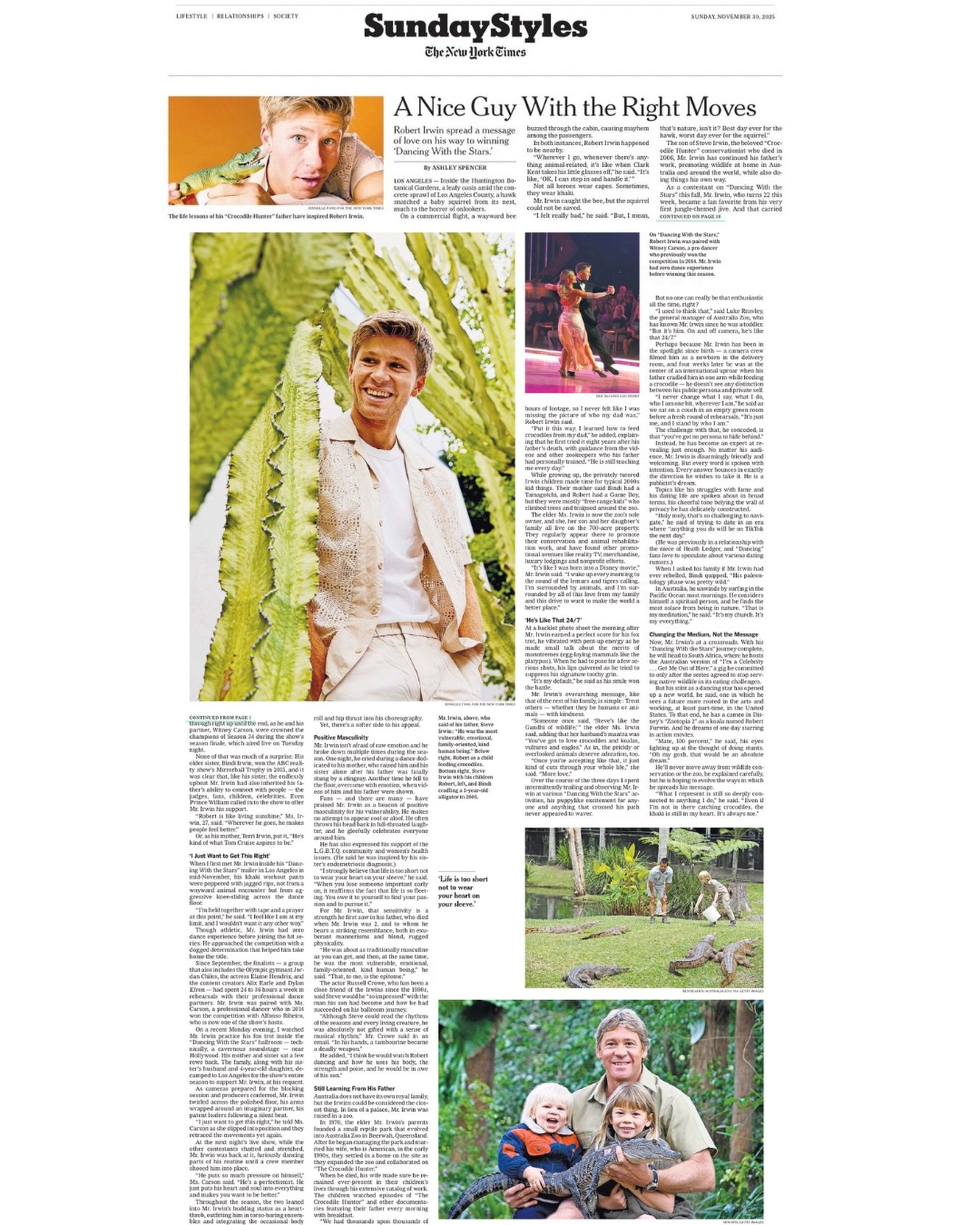 Crikey, it&rsquo;s my Robert Irwin profile in print in Sunday&rsquo;s @nytimes❣️🕺 (My Styles section debut!)