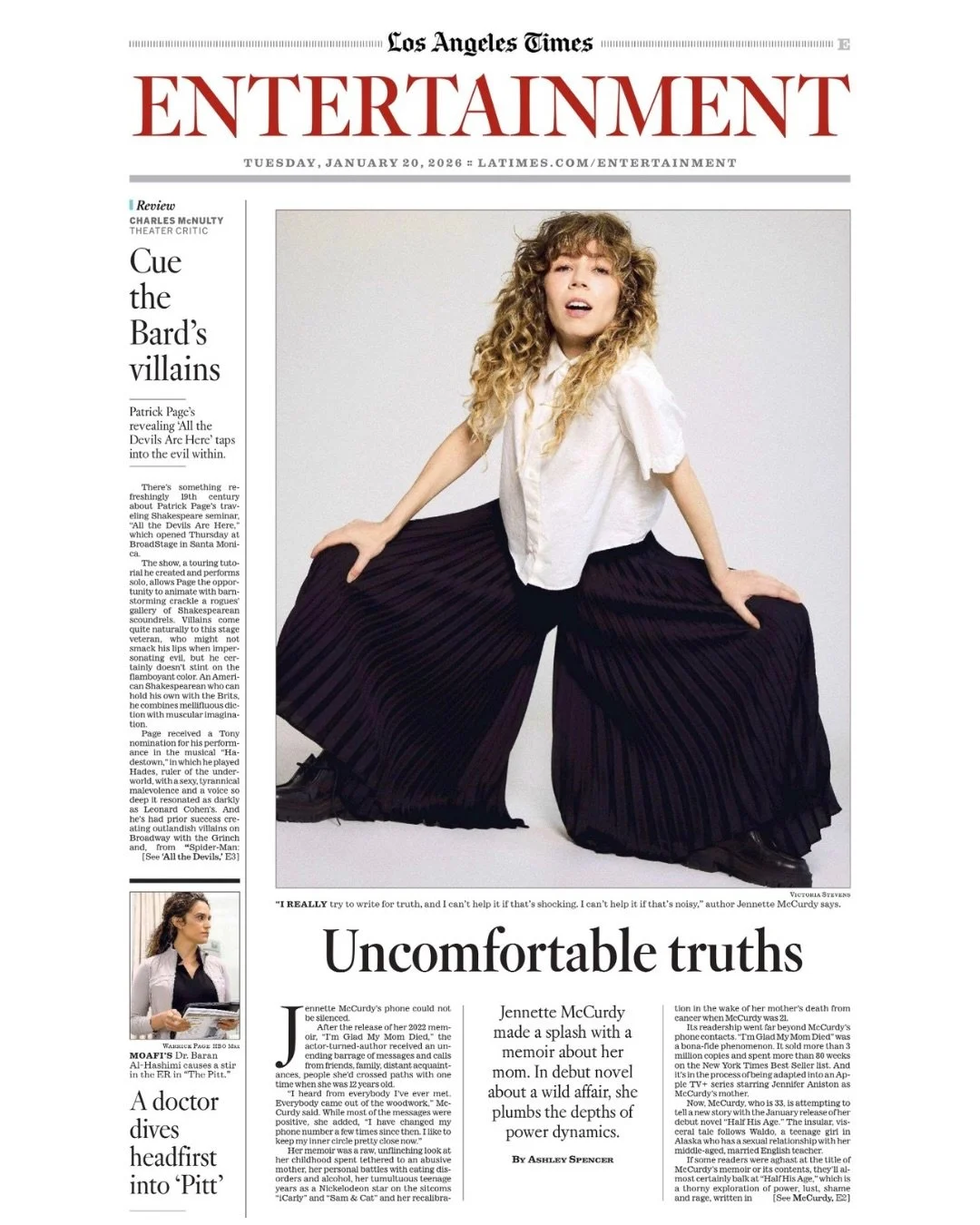 Sat down with @jennettemccurdy, whose debut novel is out today, for a conversation about writing, rage, belonging, and making people uncomfortable, for the @latimes. We last spoke in 2022, ahead of the release of memoir, and she&rsquo;s come a long w