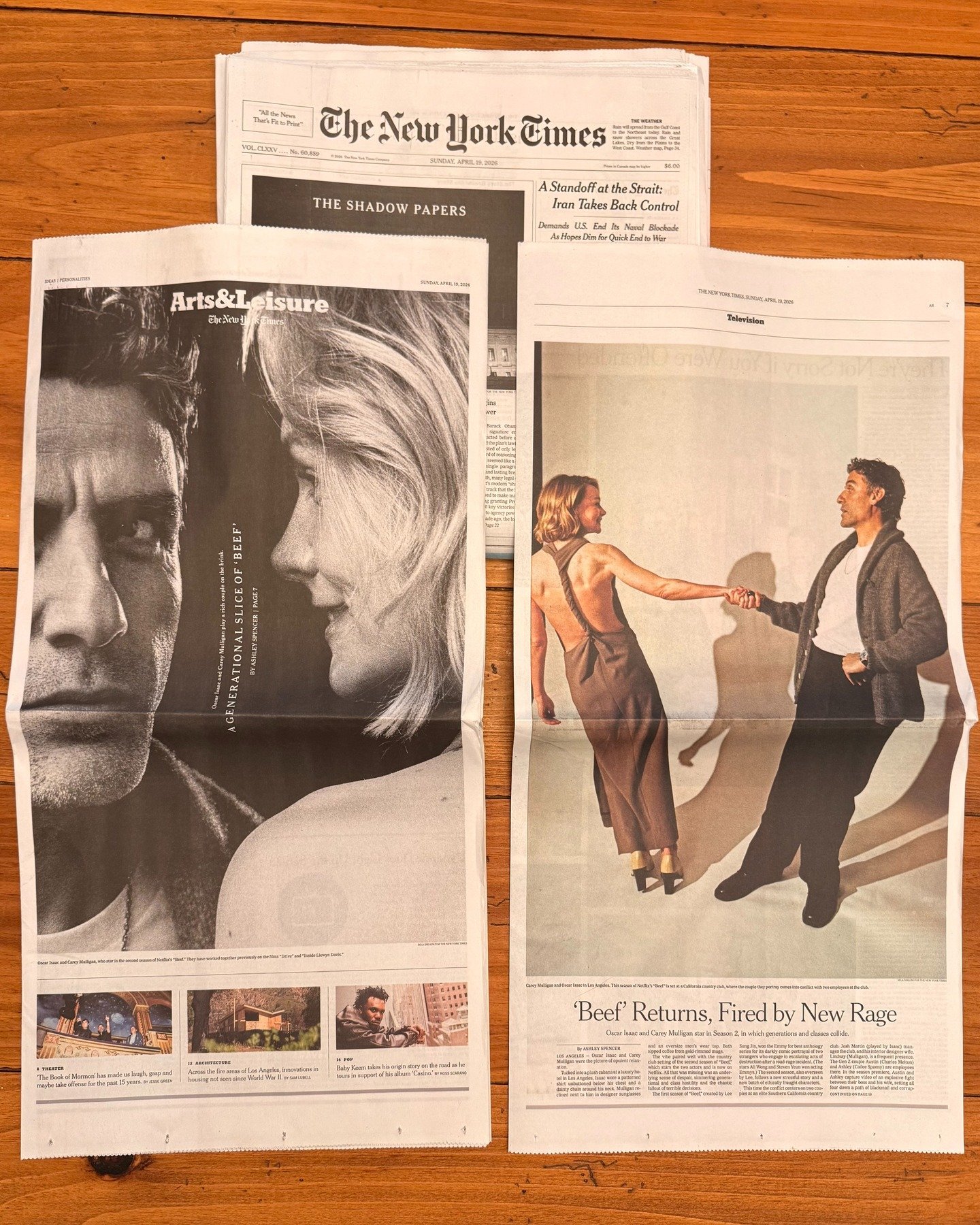 Well, this was a very cool "pinch me" moment to wake up to today. Link in stories to read my @nytimes interview with Oscar Isaac and Carey Mulligan, and see more stunning photos by @selashiloni.