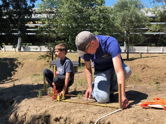 Marking the location of the next grade beam