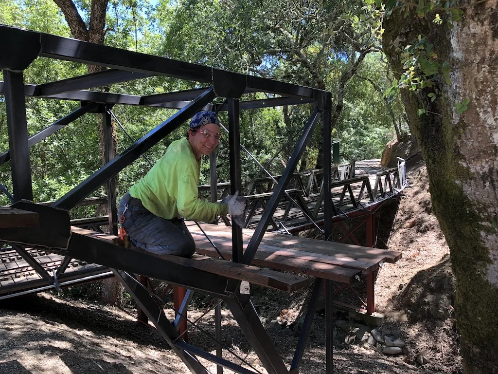 Bridge installation team celebrates