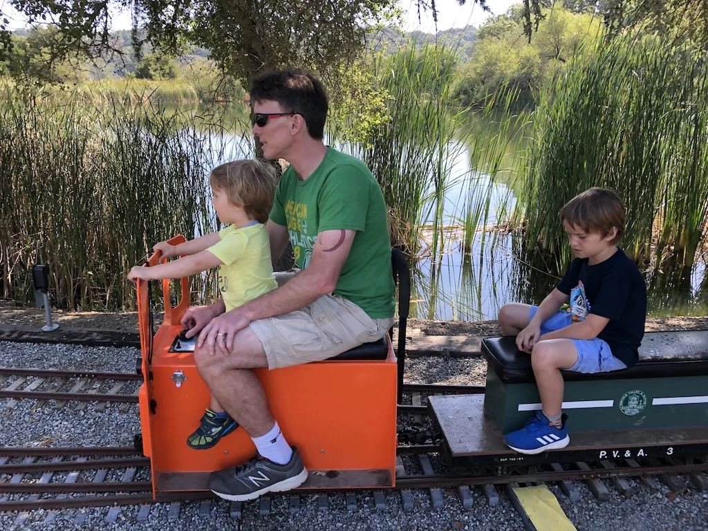 Riding through the sprinklers was fun