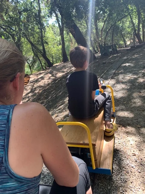 Miles tests out the Blum family’s new speeder