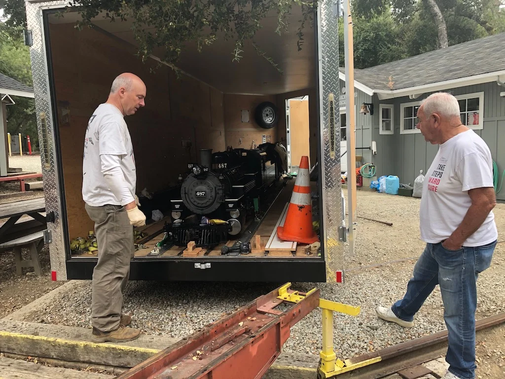 Packing up for the narrow gauge meet in Sacramento. K-36 goes on a holiday
