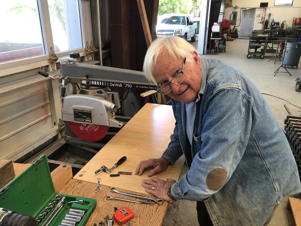 Mike, tuning up the radial arm saw in anticipation of the new tie material coming in July