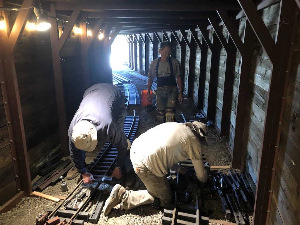 Drilling & joining rail. Adding missing ties. Tweaking the location of the panels. All part of the process