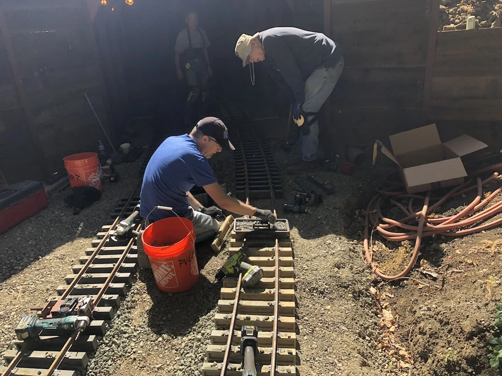 Adding ties just short of the tunnel