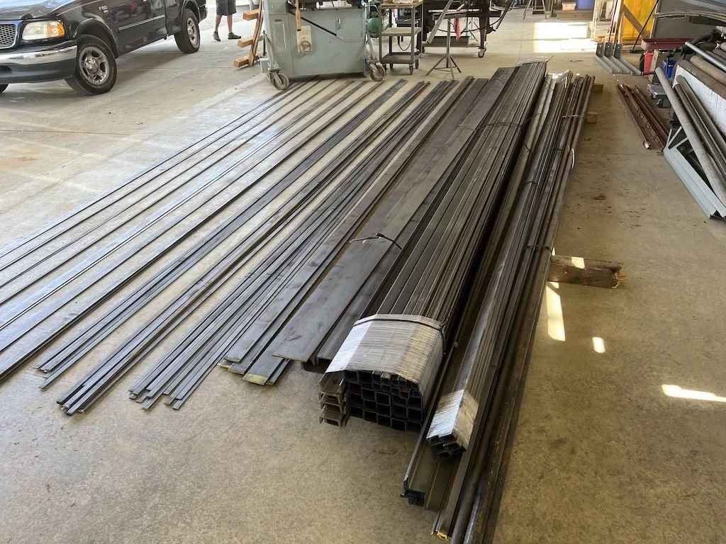 First, the new pile of steel needed to be unpacked and sorted