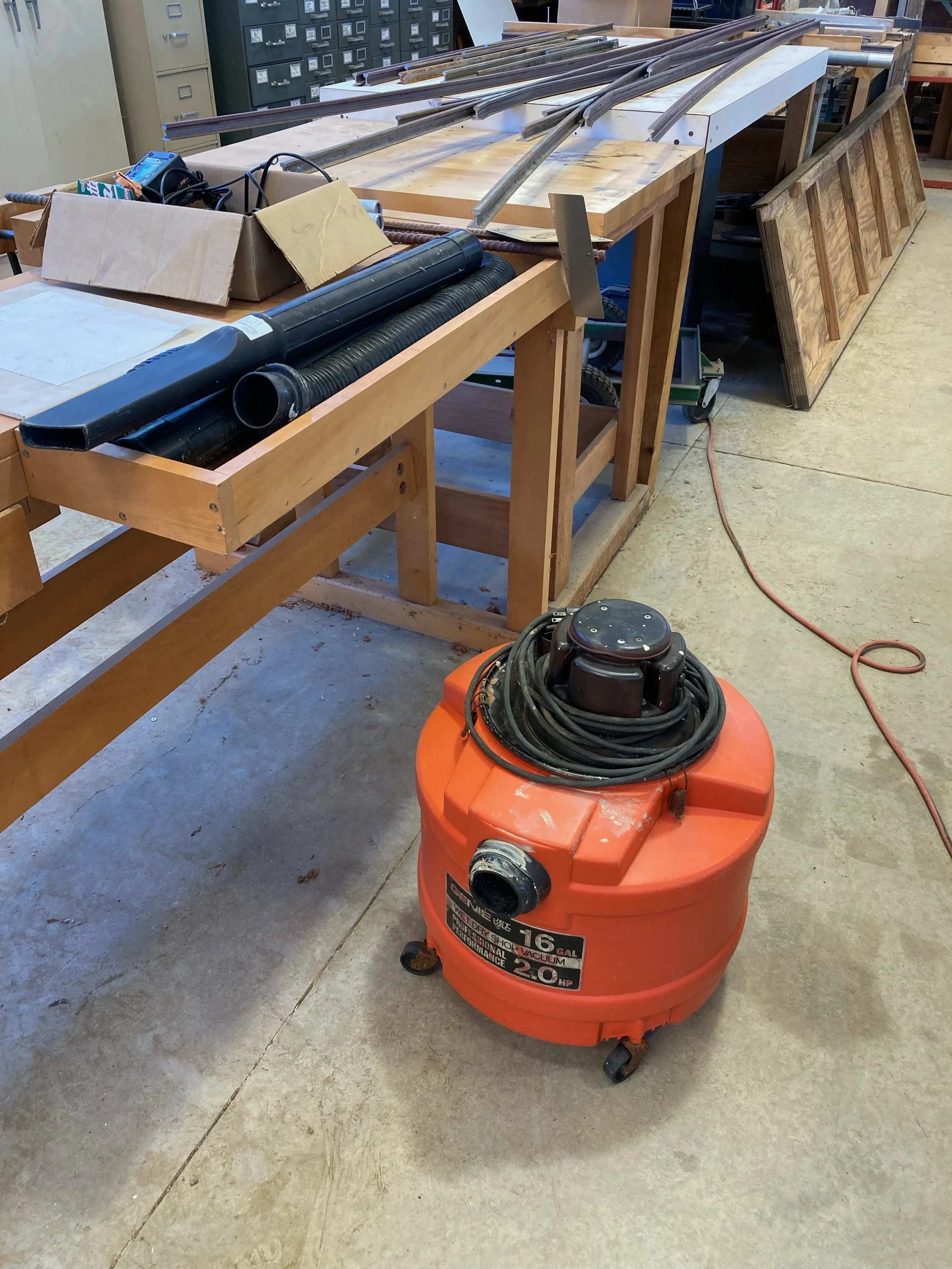 Ken donated a vacuum for use in the track / switch building area of the shop