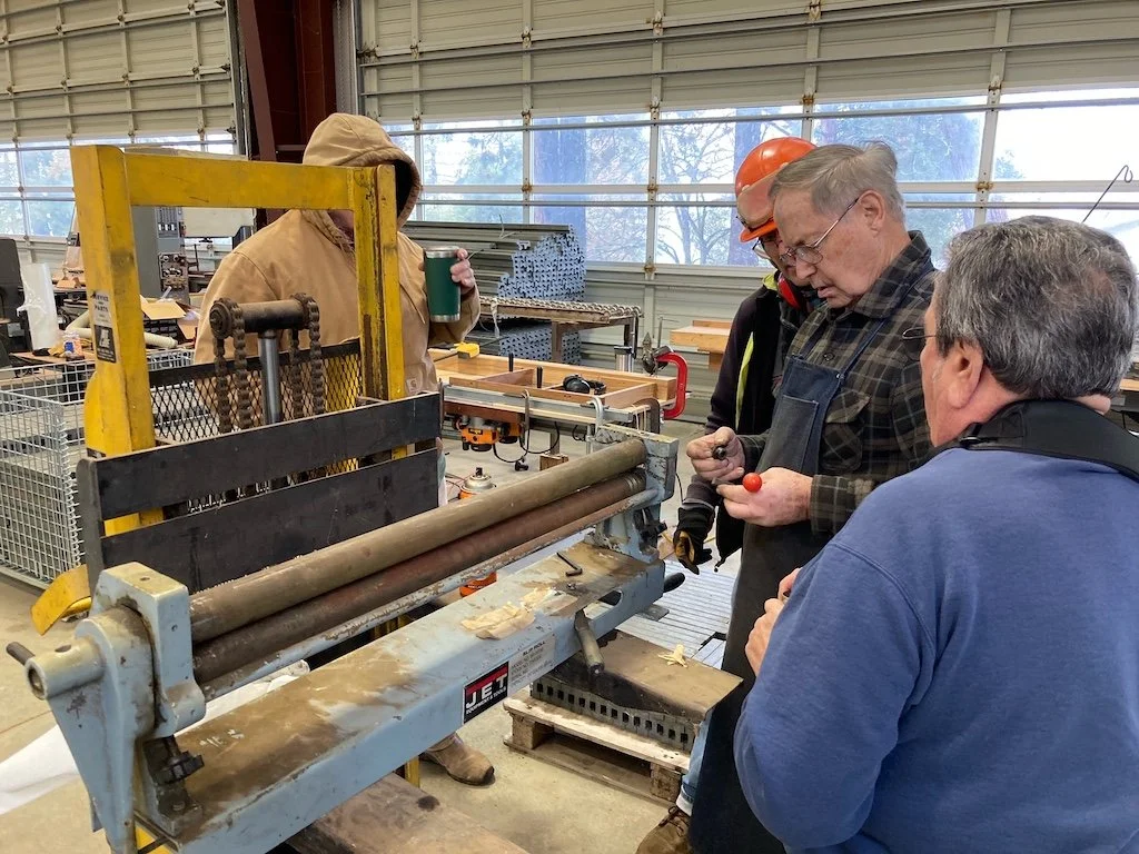 Ken also loaned us a slip roller for metal working