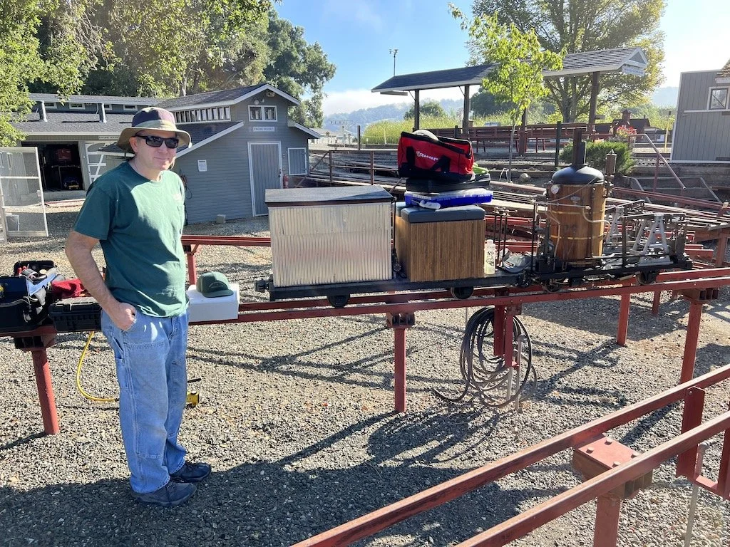 Mike arrived for another day of contraption testing and debugging