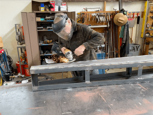 Tom spent the day grinding the Rabbit Flat turntable in prep for painting