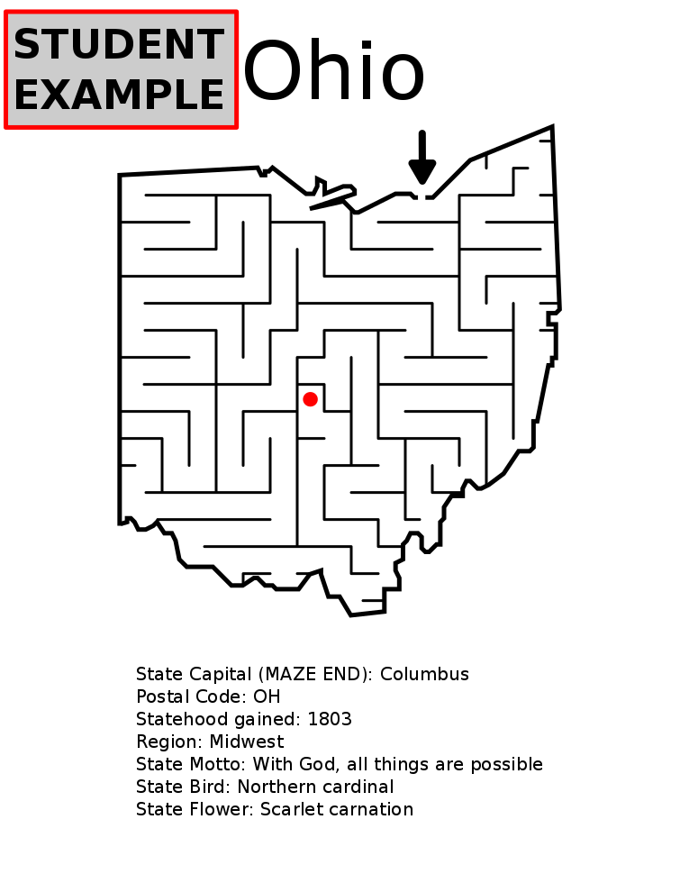 Map of Ohio student Map maze