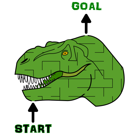 Maze game for children. Help the T- rex dinosaur find right way to