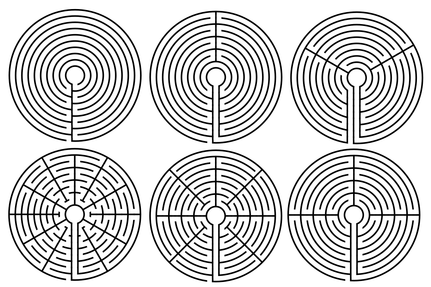 A Comparison of Possible 9 Circuit Circular Labyrinth Constructions