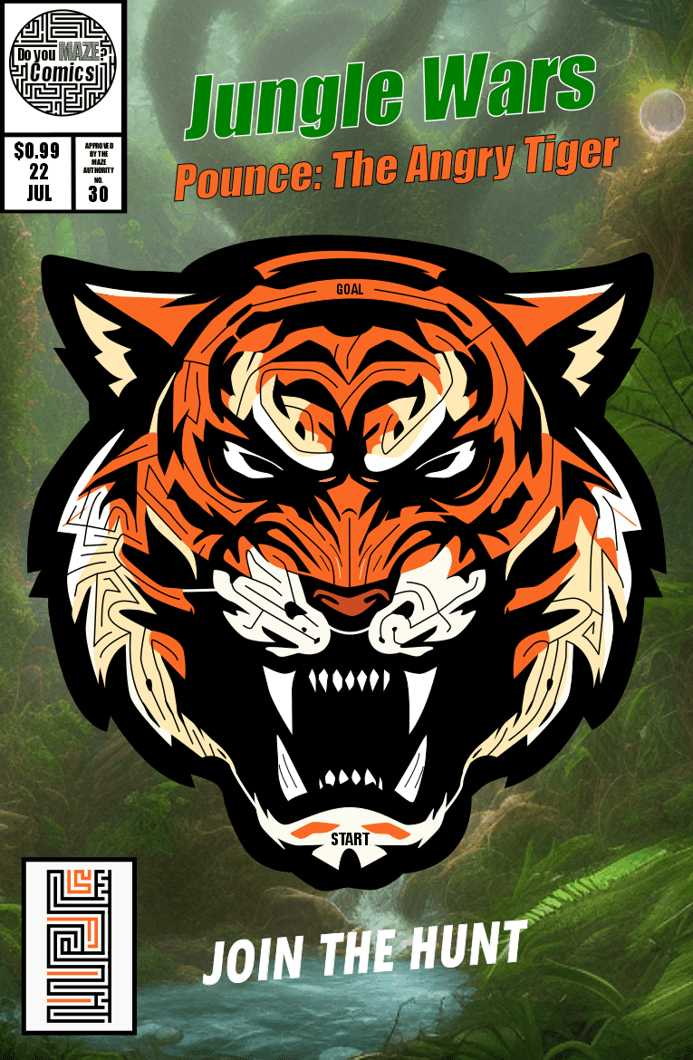 Maze Comic Book Cover #30 - Jungle Wars — Free Printable Mazes for All Ages