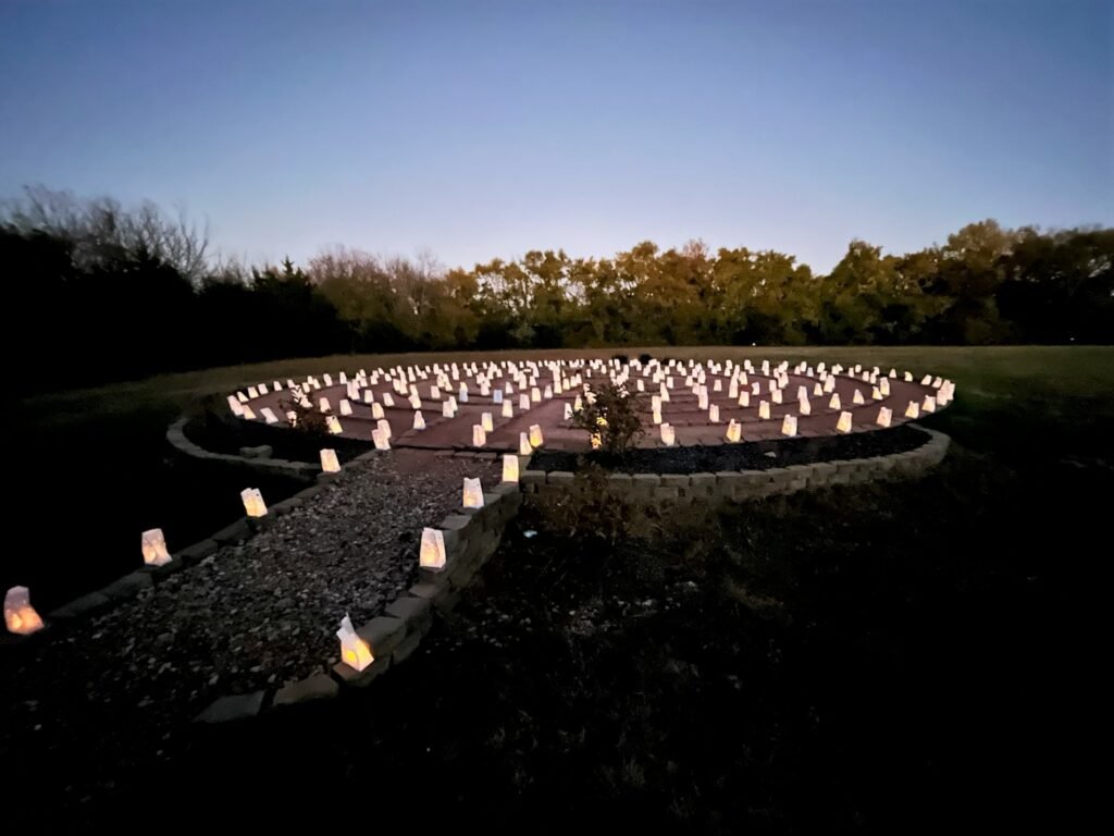 Grace United Methodist Church Labyrinth with lanterns