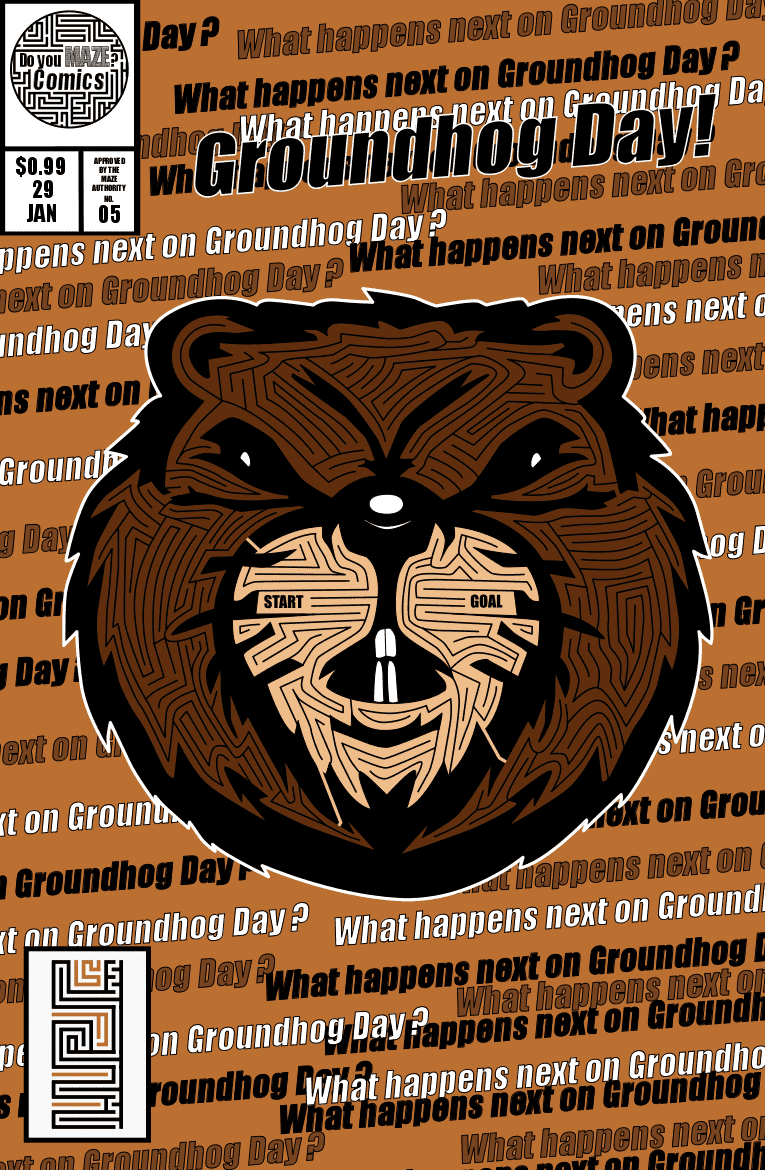 Groundhog Day ! Comic Book maze cover
