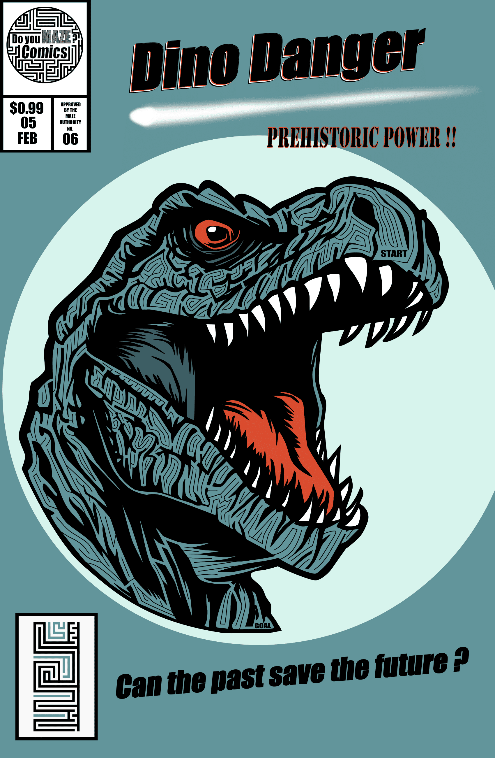 Dino Danger Comic Book maze cover