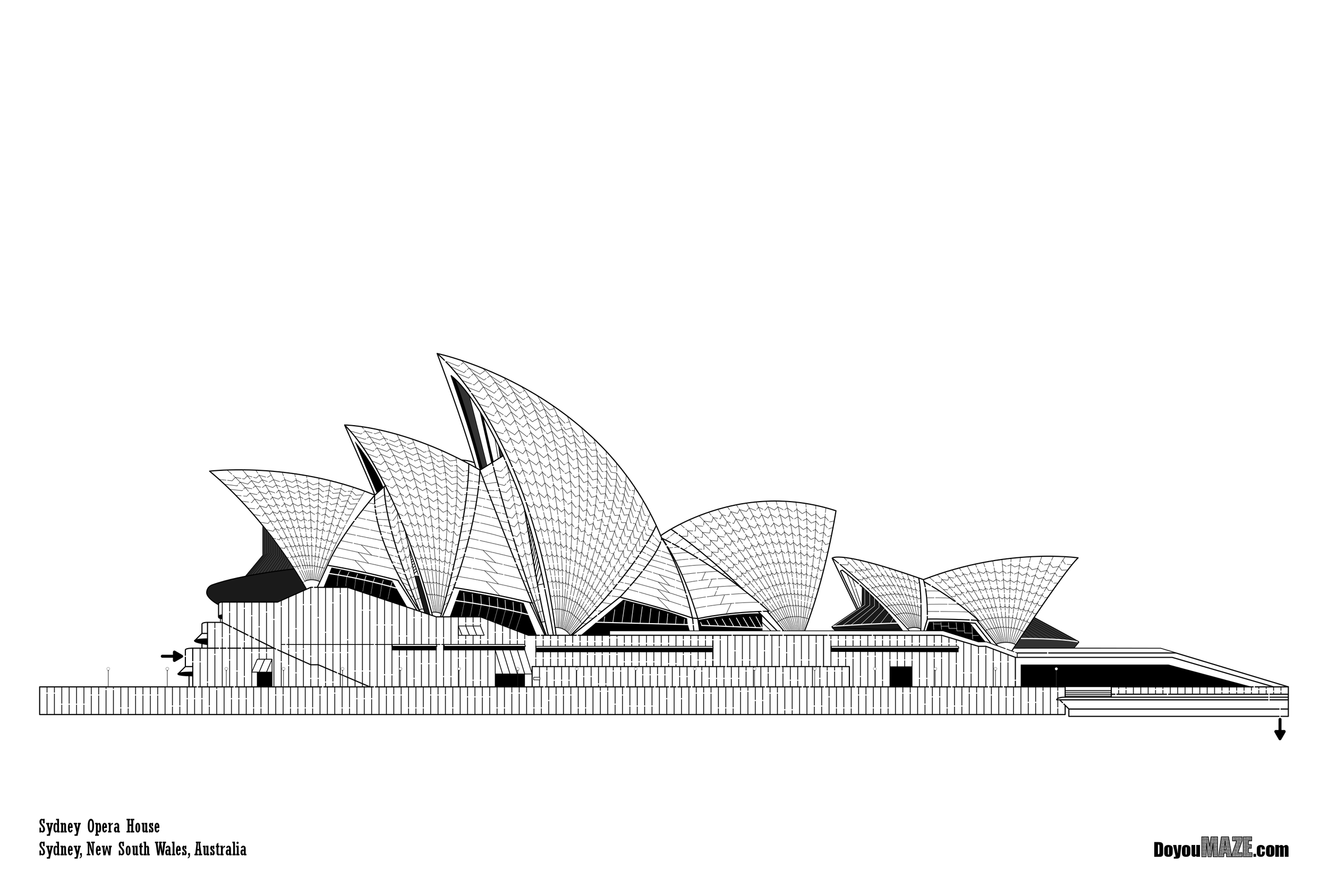 Sydney Opera House Maze b/w