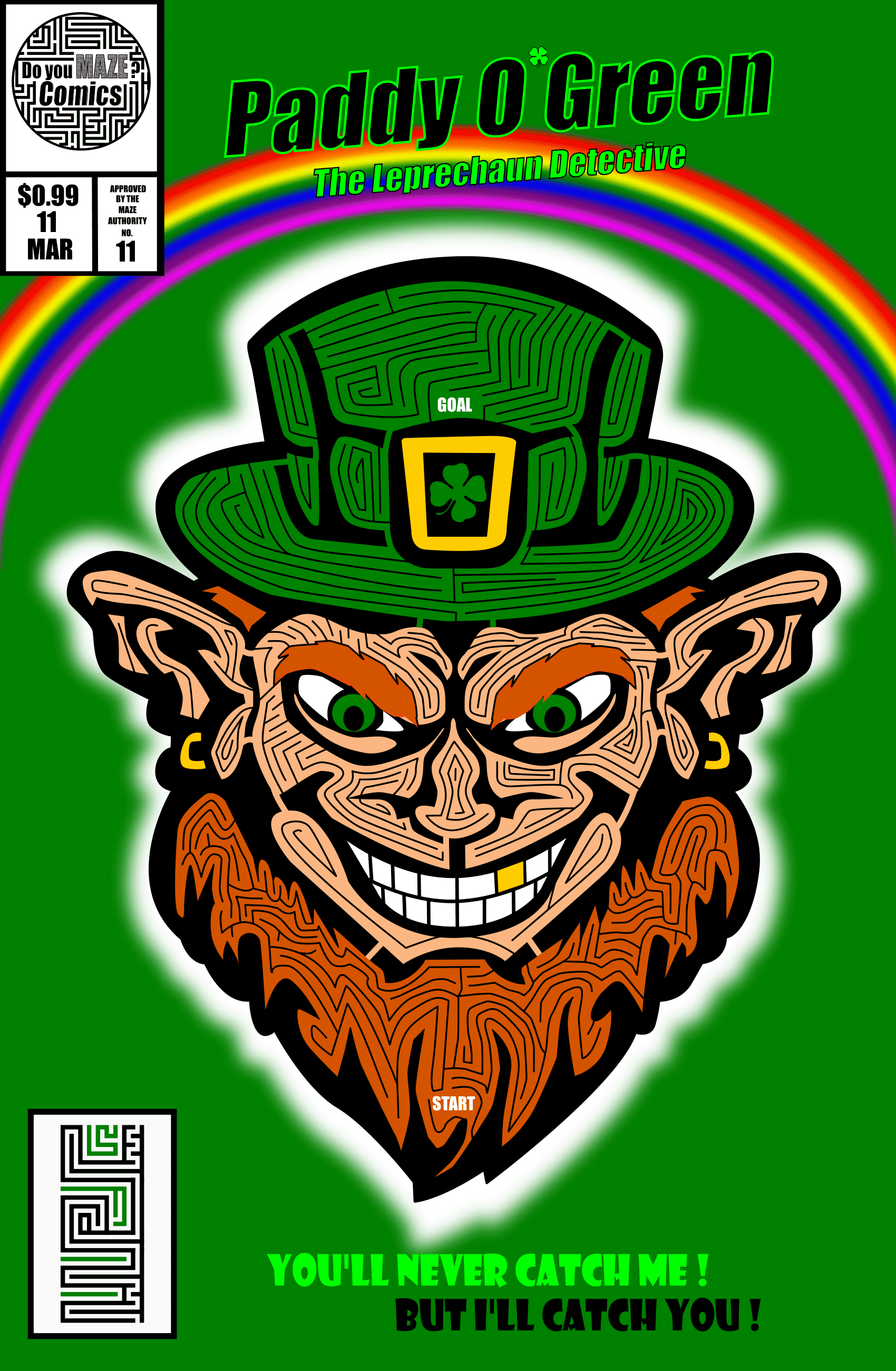 Paddy O'Green: The Leprechaun Detective Comic Book Cover Maze