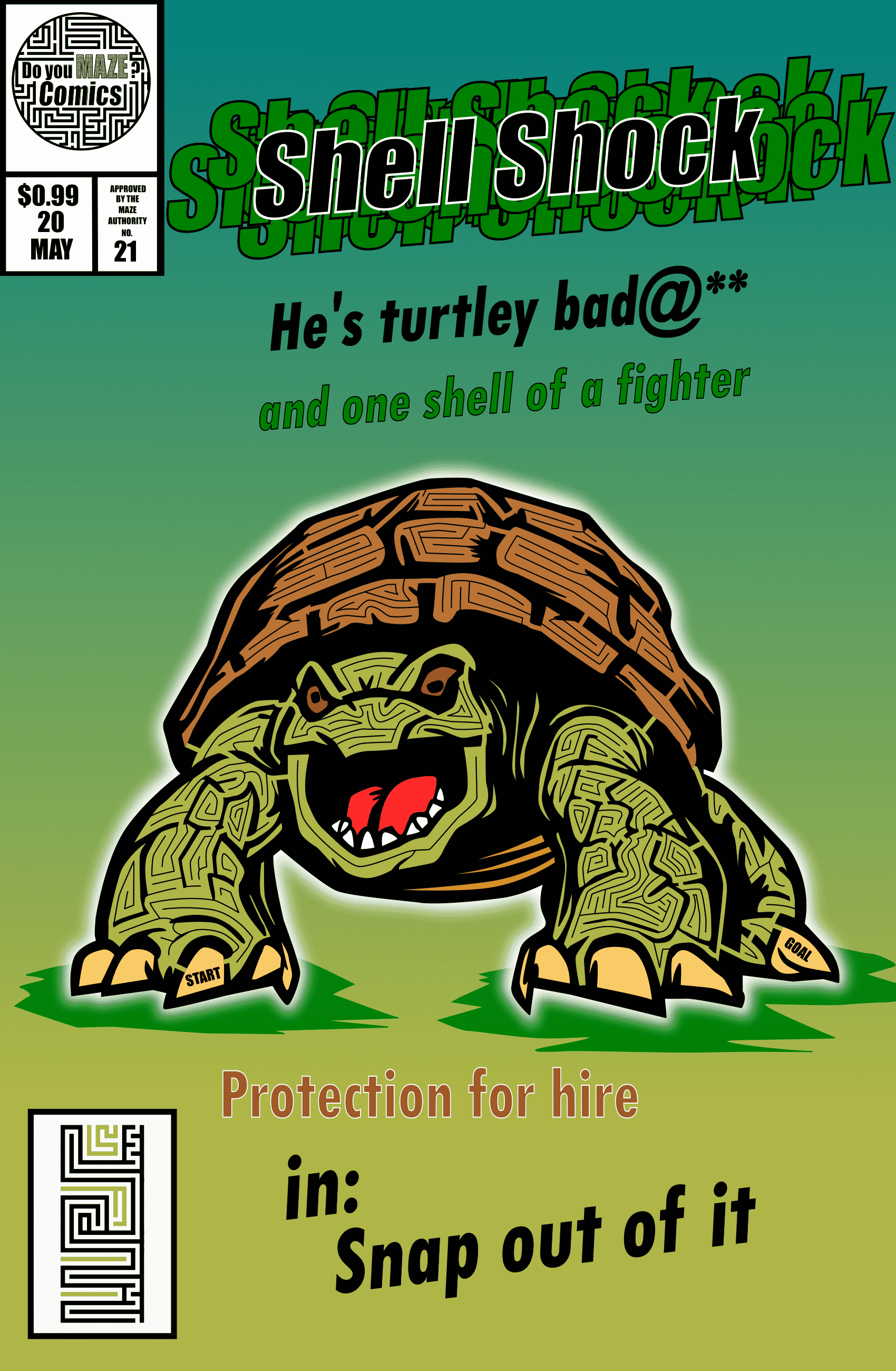 Shell Shock Comic Book Cover Turtle Maze