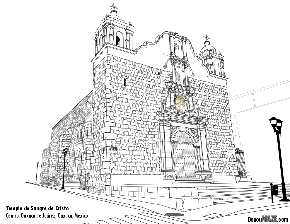 Templo de Sangre de Cristo Maze black and white