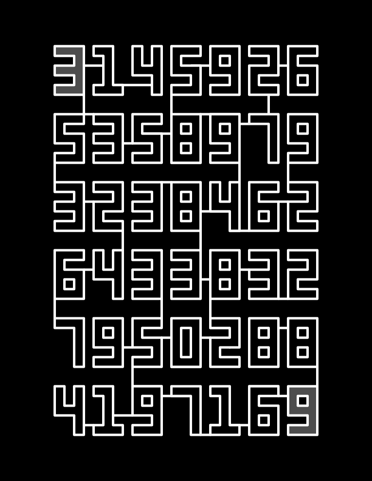 Pi number maze