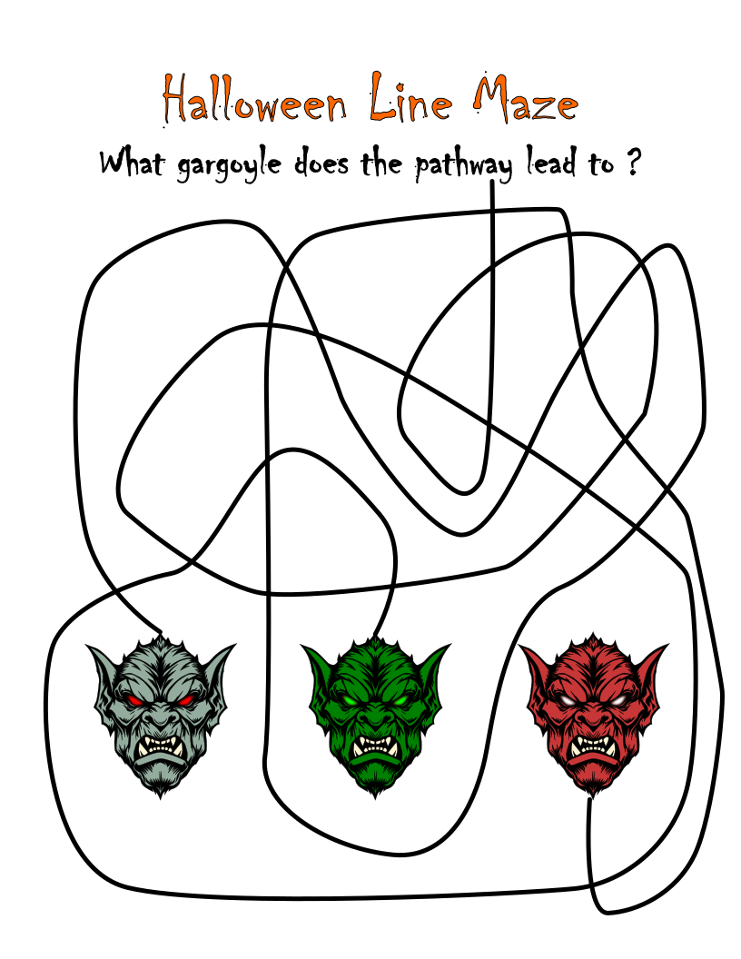 Kids easy Halloween Maze - Line Leads