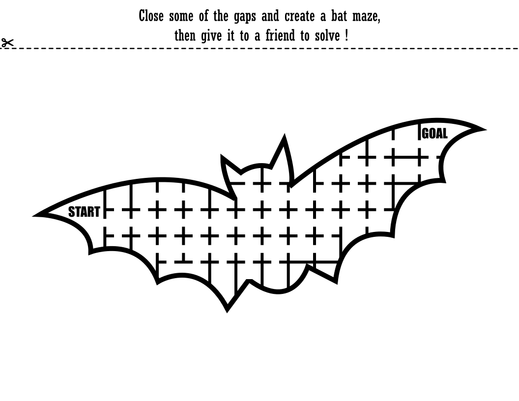 kids create a Halloween maze template - bat
