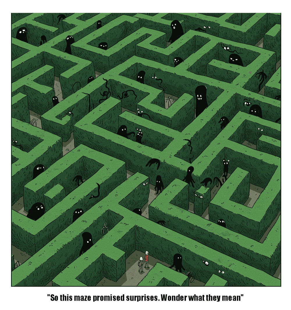 Doyoumaze Comic Strip #16 - Surprises — Free Printable Mazes for All Ages