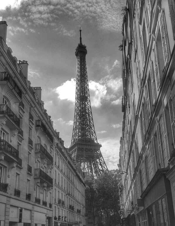 Eiffel Tower black and white